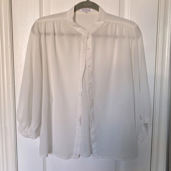 White blouse with puffy sleeves - Picture 1 of 3